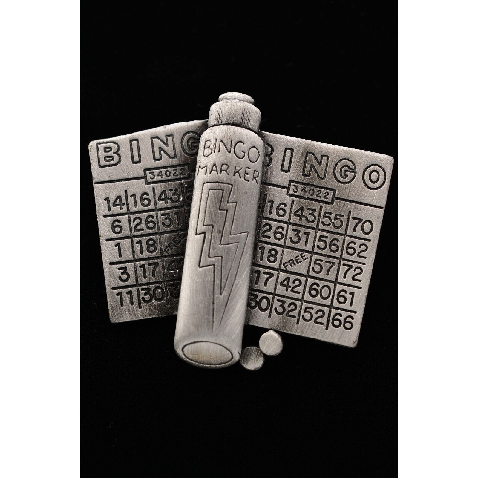 Ajc Vintage Bingo Pin Brooch Cards Marker Pewter Tone Nos 1980s Bina5 17$